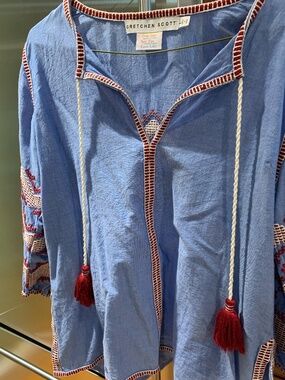 Gretchen Scott Chambray Tunic with Tassels